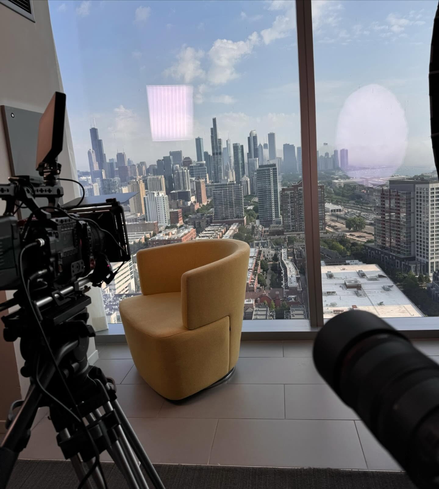 Shot a new personal record of 13 interviews in one day. Exhausting, but at least I got to watch the light and fog shift through the Chicago skyline as the day went by