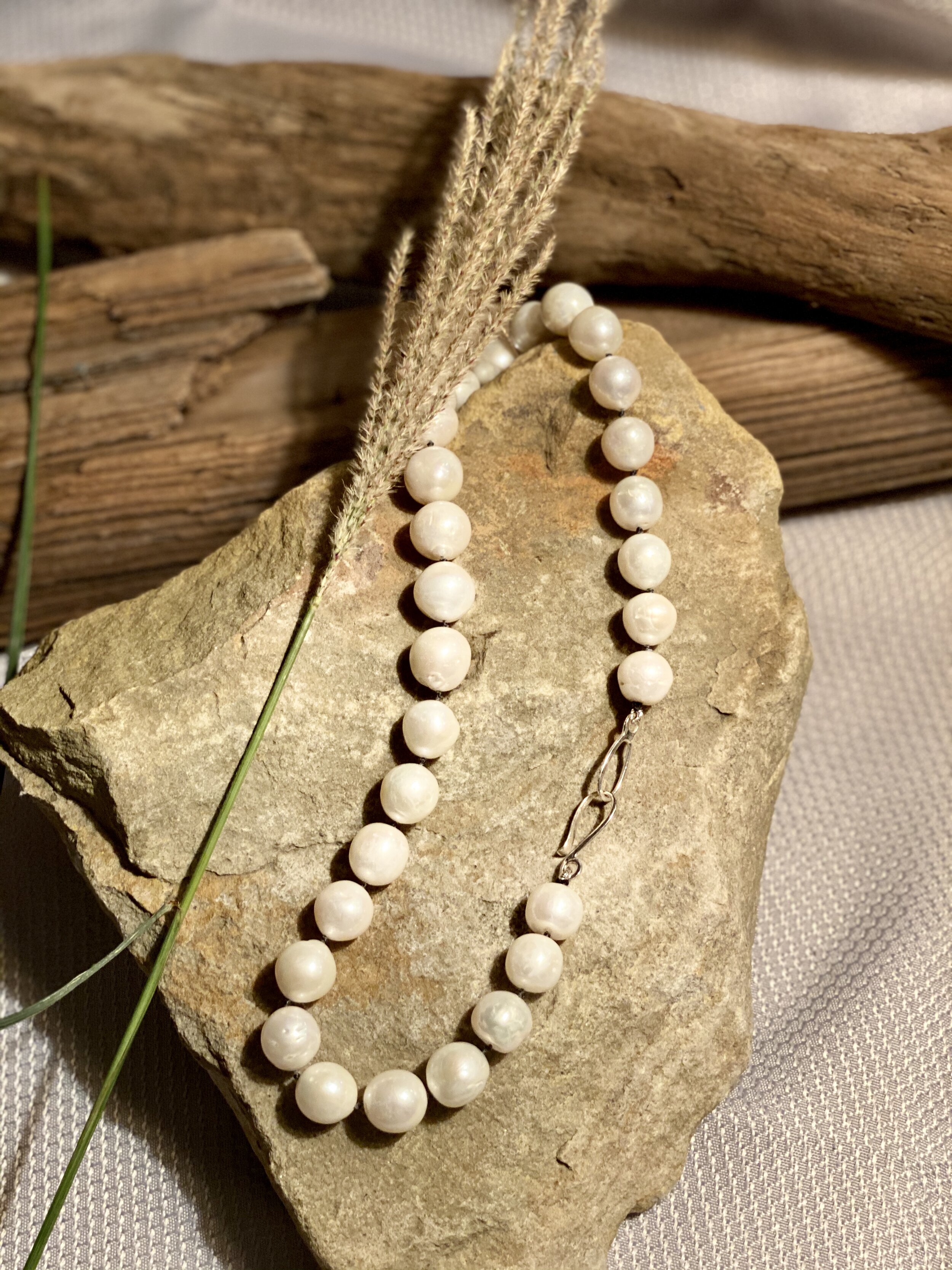 19.5” large natural rounded freshwater pearl necklace