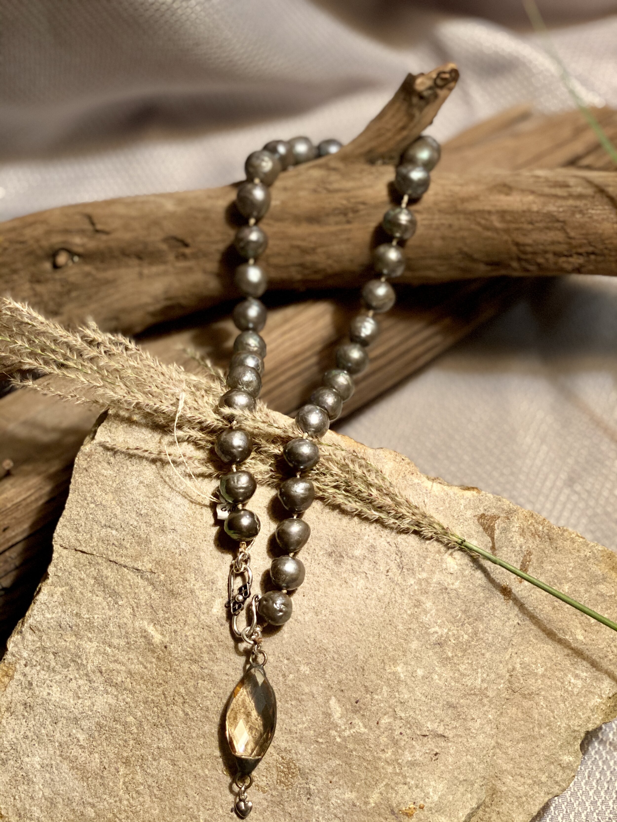 20” dark gray Baroque pearl necklace