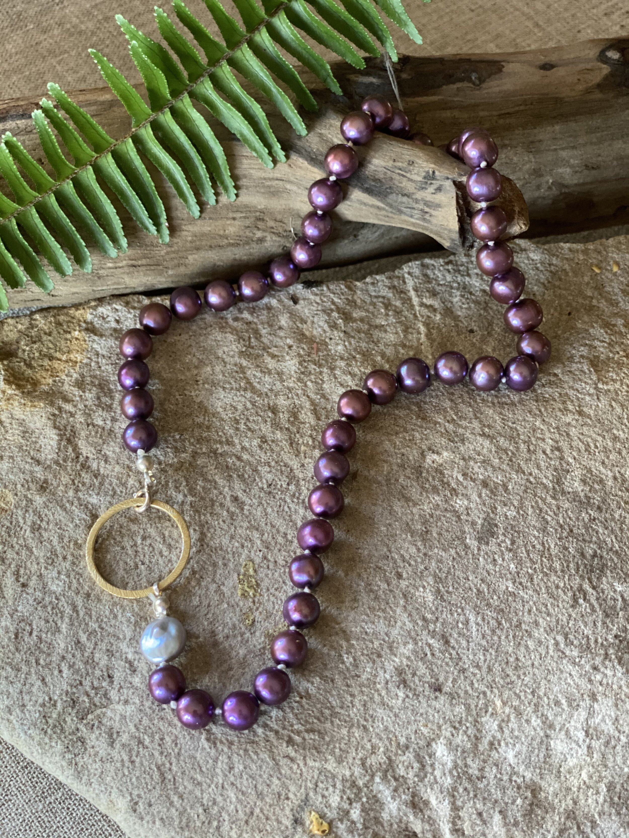 18” Freshwater Plum dyed Pearl necklace