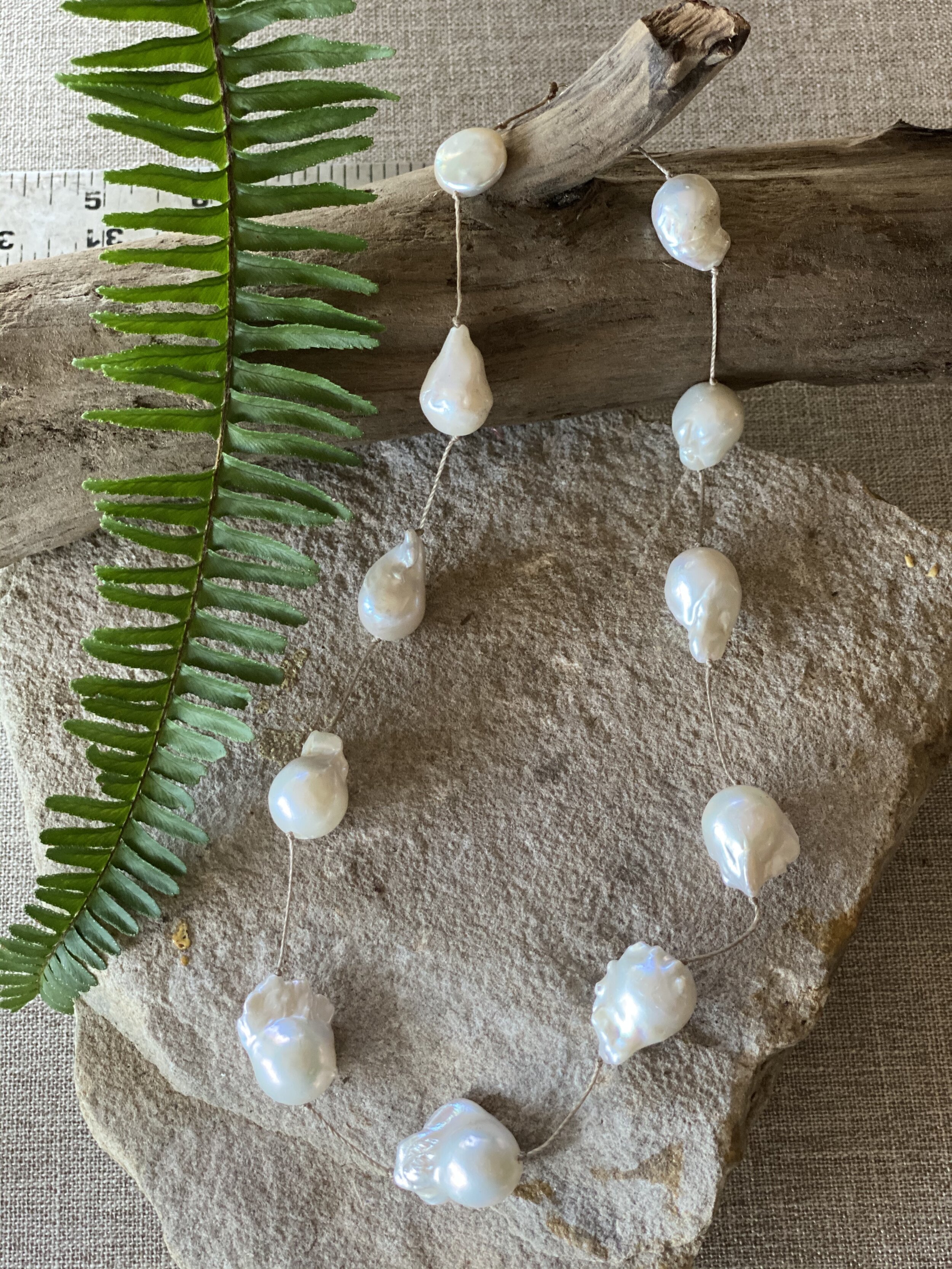 19.5” Natural freshwater Baroque pearl “Tin Cup” style necklace