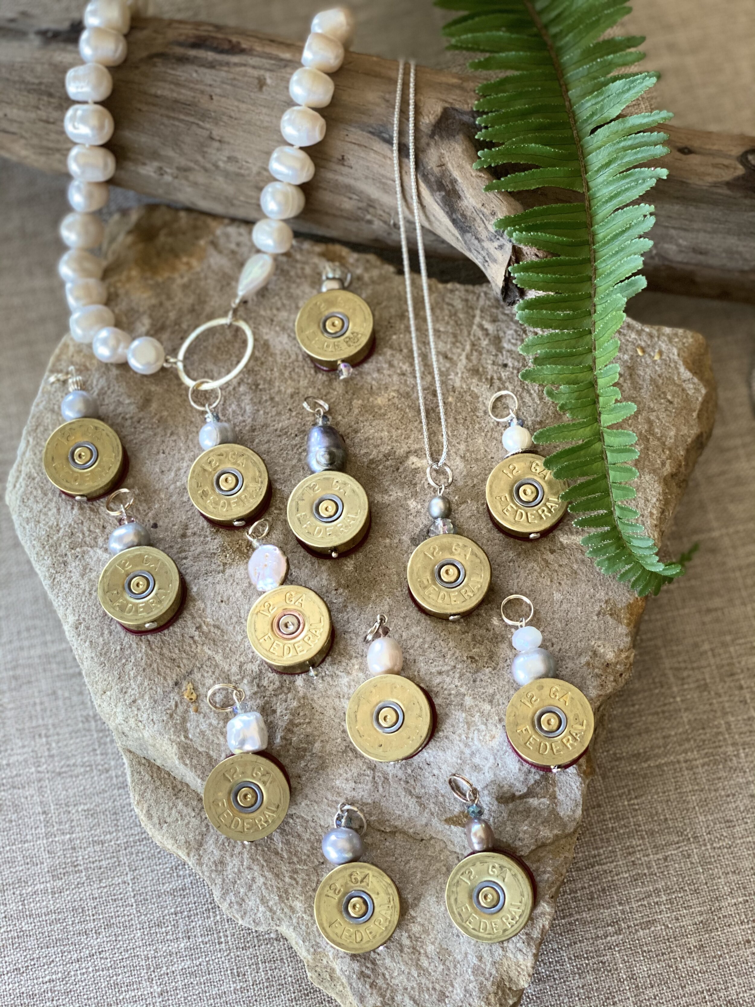Recycled brass shotgun shell pendant