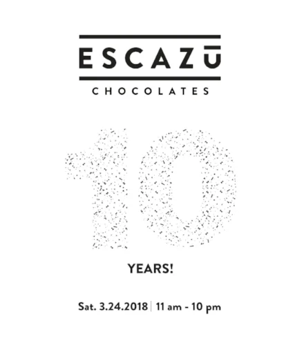 Escazú is turning 10! WHAT 11 am-6 pm: Ice Cream Sundaes 11 am-3 pm: Local Market 11 am-3 pm: Food Truck 6 pm-til it's gone: Free B-day Cake (with purchase) + Kids Drawing Raffle + a big announcement! WHERE 936 N. Blount St. WHEN Saturday | March 24th | 11 am-10 pm Psst...visit these local businesses for the chance to snag an Escazú 10 Year Anniversary tote... Boulted Bread | Wine Authorities: Raleigh | Raleigh Provisions | The Raleigh Wine Shop | Taylor's Wine Shop | Tin Roof Teas