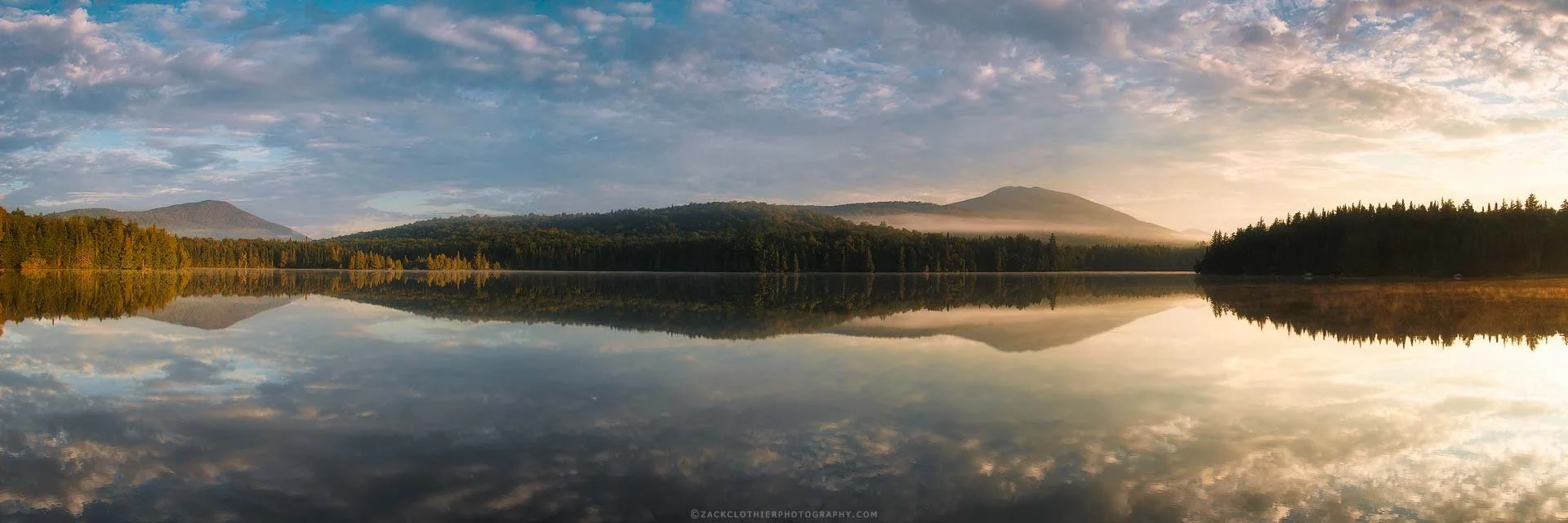 "ADIRONDACK WATERS" - Newcomb Lake Sunrise Adirondack Park New York Panoramic Fine Art Print by Zack Clothier Photography