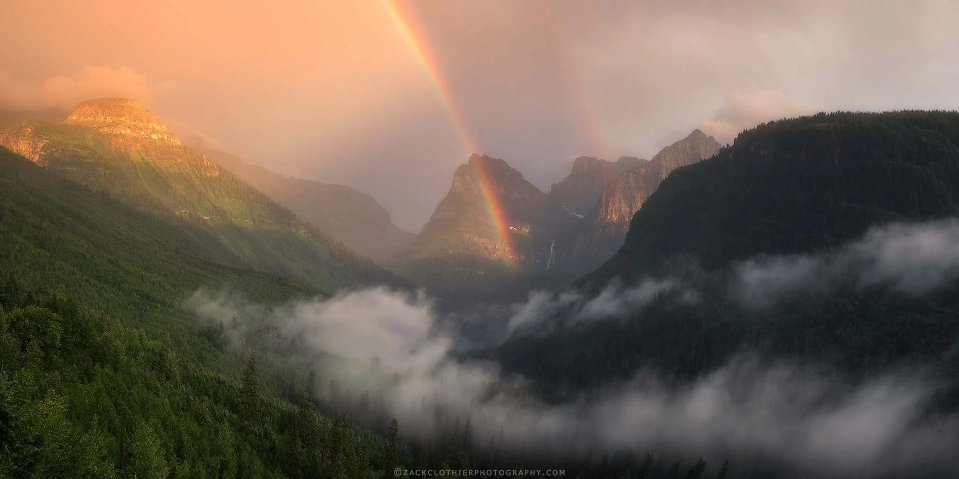 "GLACIER GRANDEUR" - Glacier Mountains Rainbow Montana Panoramic Fine Art Print by Zack Clothier Photography