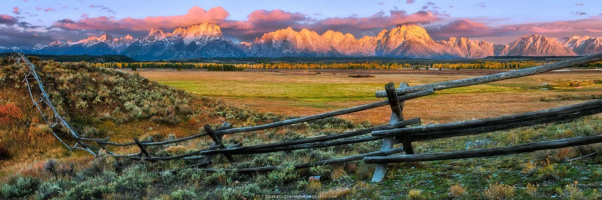 "TRIANGLE X" - Grand Teton Park Ranch Sunrise Wyoming Panoramic Fine Art Print by Zack Clothier Photography