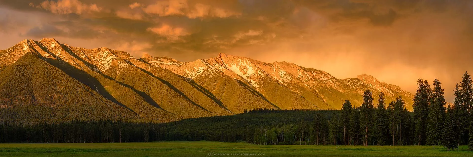 "ABLAZE" - Swan Mountains Gordon Ranch Sunset Montana  Panoramic Fine Art Print by Zack Clothier Photography