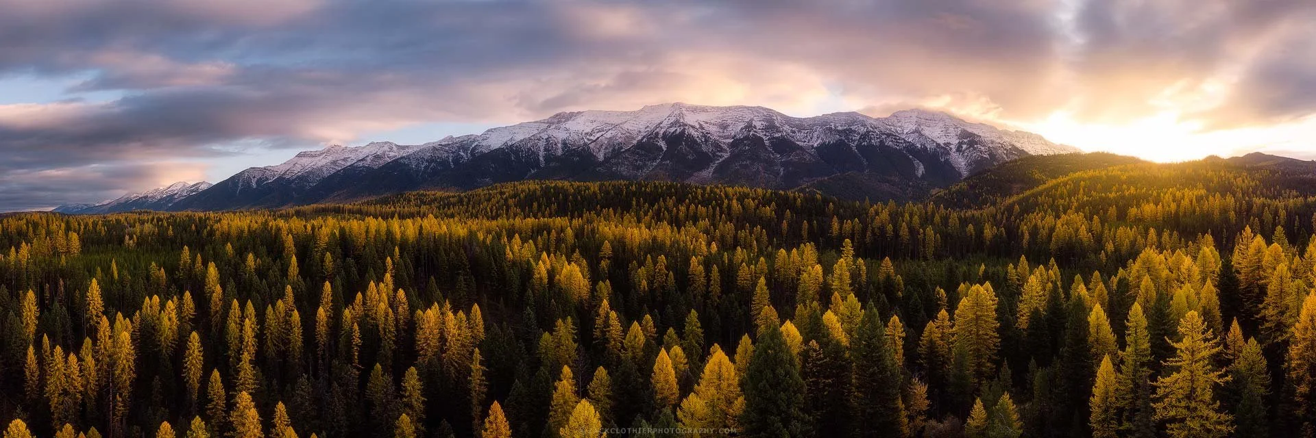 "THE GOLDEN VALLEY" - Seeley Swan Mountains Autumn Larch Montana Panoramic Fine Art Print by Zack Clothier Photography
