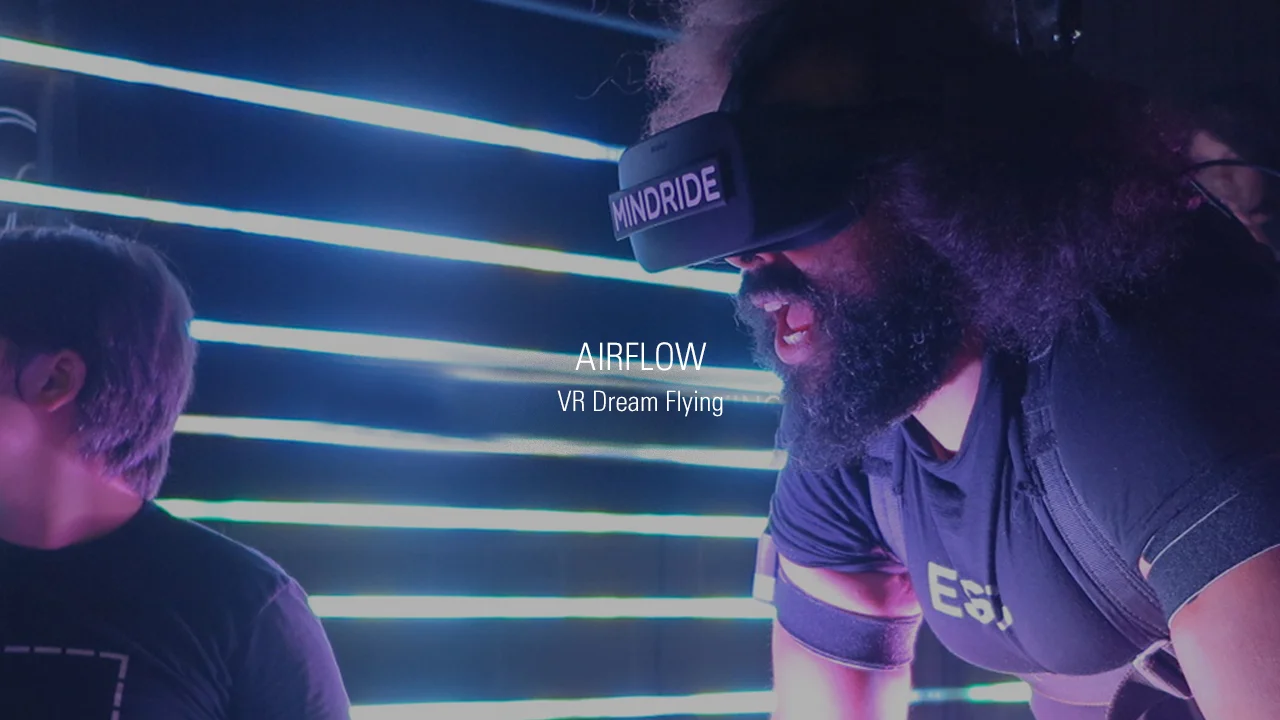 Airflow is the dream of flying. Using Oculus + Unreal Engine + custom sensor + harness + high-powered digital fans, we’ve created an original 4D VR system. Airflow lets you feel what you only sometimes dream. 