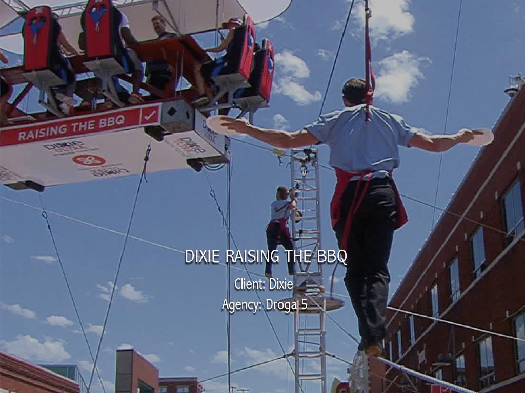 Dixie served BBQ 40 feet in the air to "stress test" its paper plates Experience Direction and Facebook livestream directed by Yehuda Duenyas