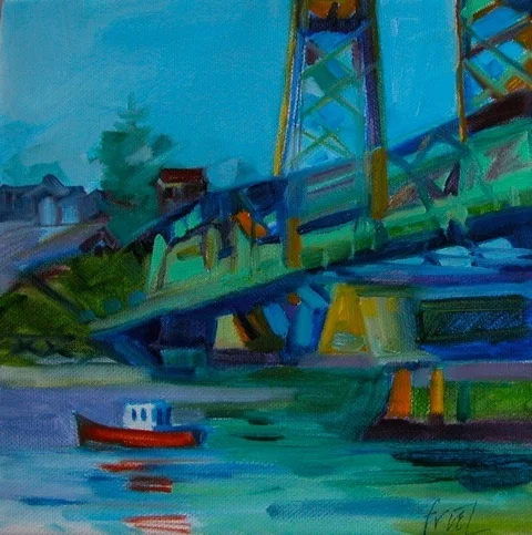 Memorial Bridge/Portsmouth, NH Oil on Canvas 8" x 8" S0LD