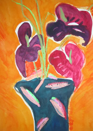 Anthuriums
Watercolor & oil pastel
12" x 12"
$300
