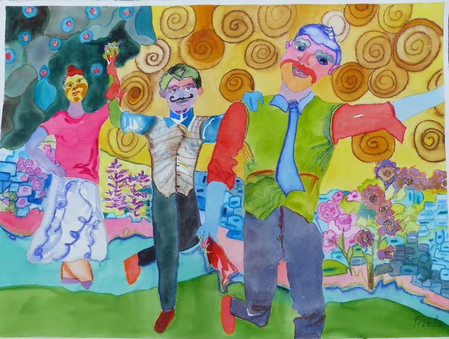 Greek Dance Watercolor and Oil Pastel 22"x30" $2800