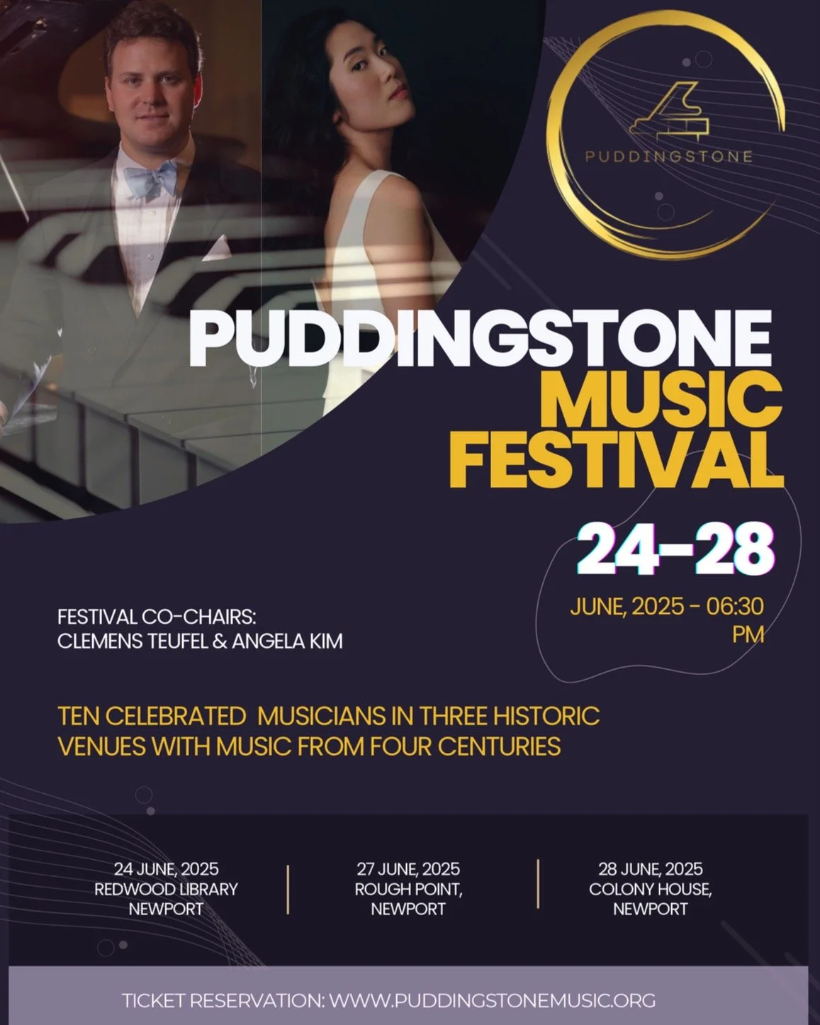 Puddingstone Music Festival - Newport&rsquo;s newest music festival is on! It&rsquo;s classical music, curated for NOW.

✨ World-class artists. Iconic venues. Ocean air.

📍 Historic Newport, RI 

🎟️ Ticket link in bio.