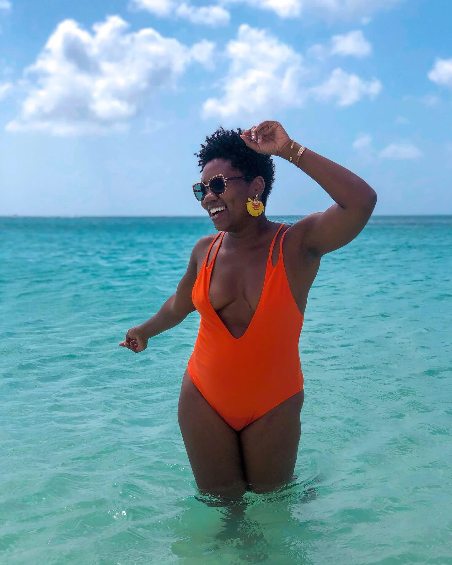 Eagle Beach, Aruba Orange Swimsuit