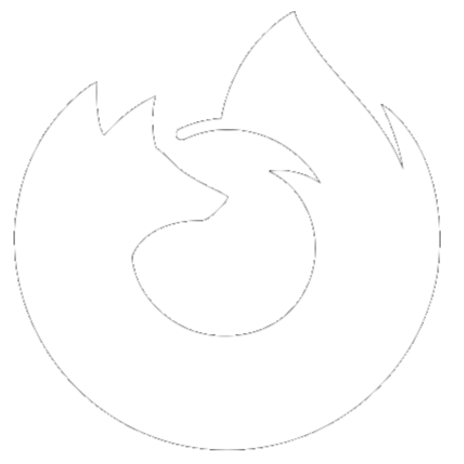 Firefox logo, black and white shown logo of a stylized fox head with a flame-shaped tail, representing the Tinder app.