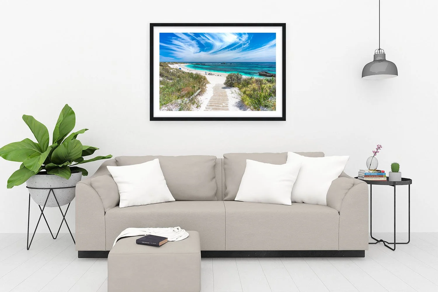 PINKY BEACH - WELCOME MAT - FRAMED PRINT BLACK.jpg