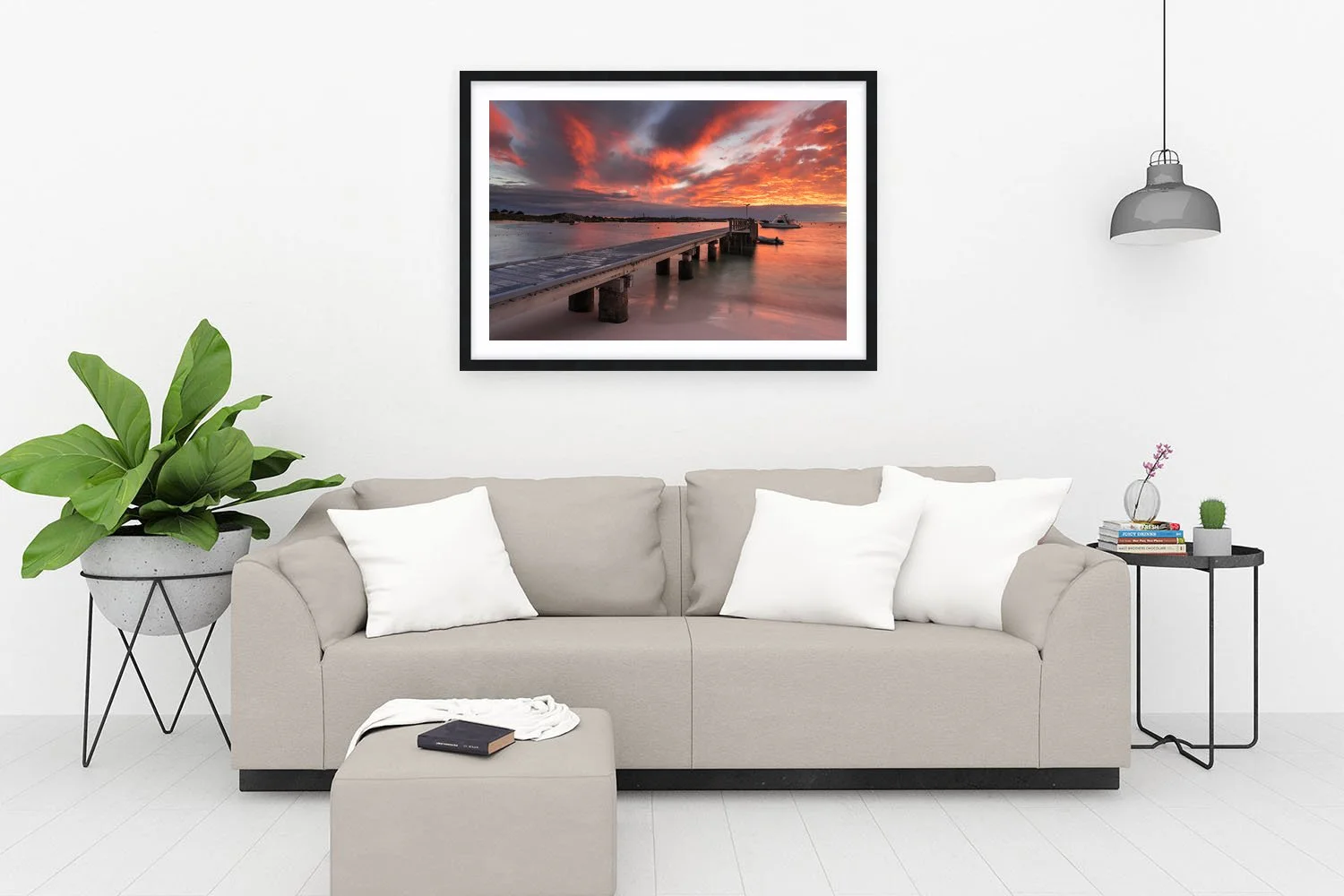 GEORDIE BAY - JETTY FLAMES - FRAMED PRINT BLACK.jpg