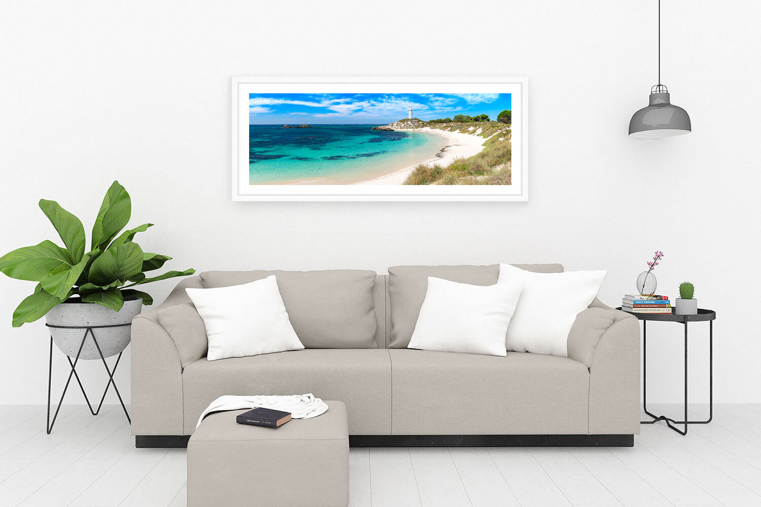  PINKY BEACH - FRAMED PRINT (WHITE) 