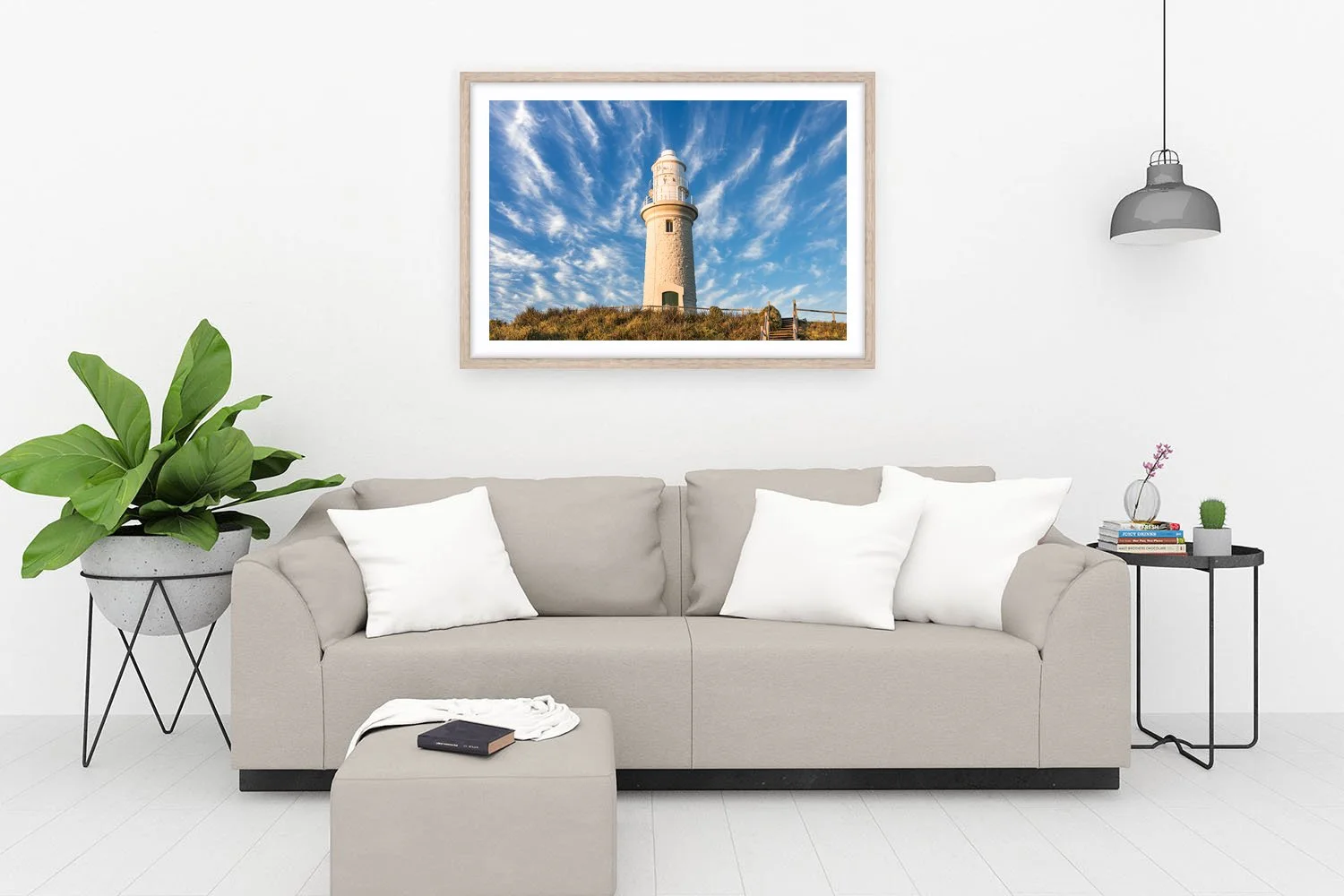 BATHURST LIGHTHOUSE - CIRRUS STREAKS - FRAMED PRINT OAK.jpg