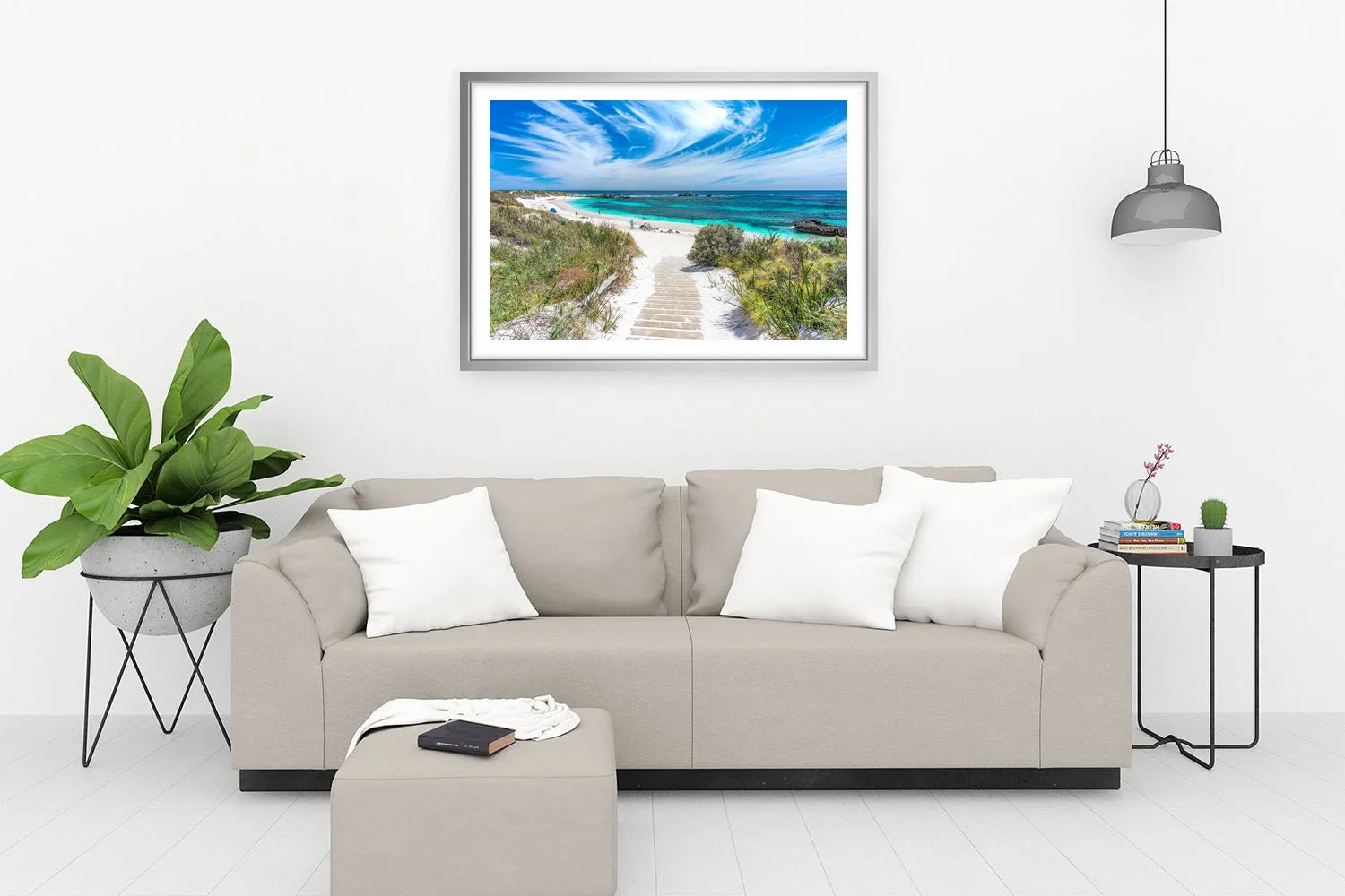 PINKY BEACH - WELCOME MAT - FRAMED PRINT SILVER.jpg