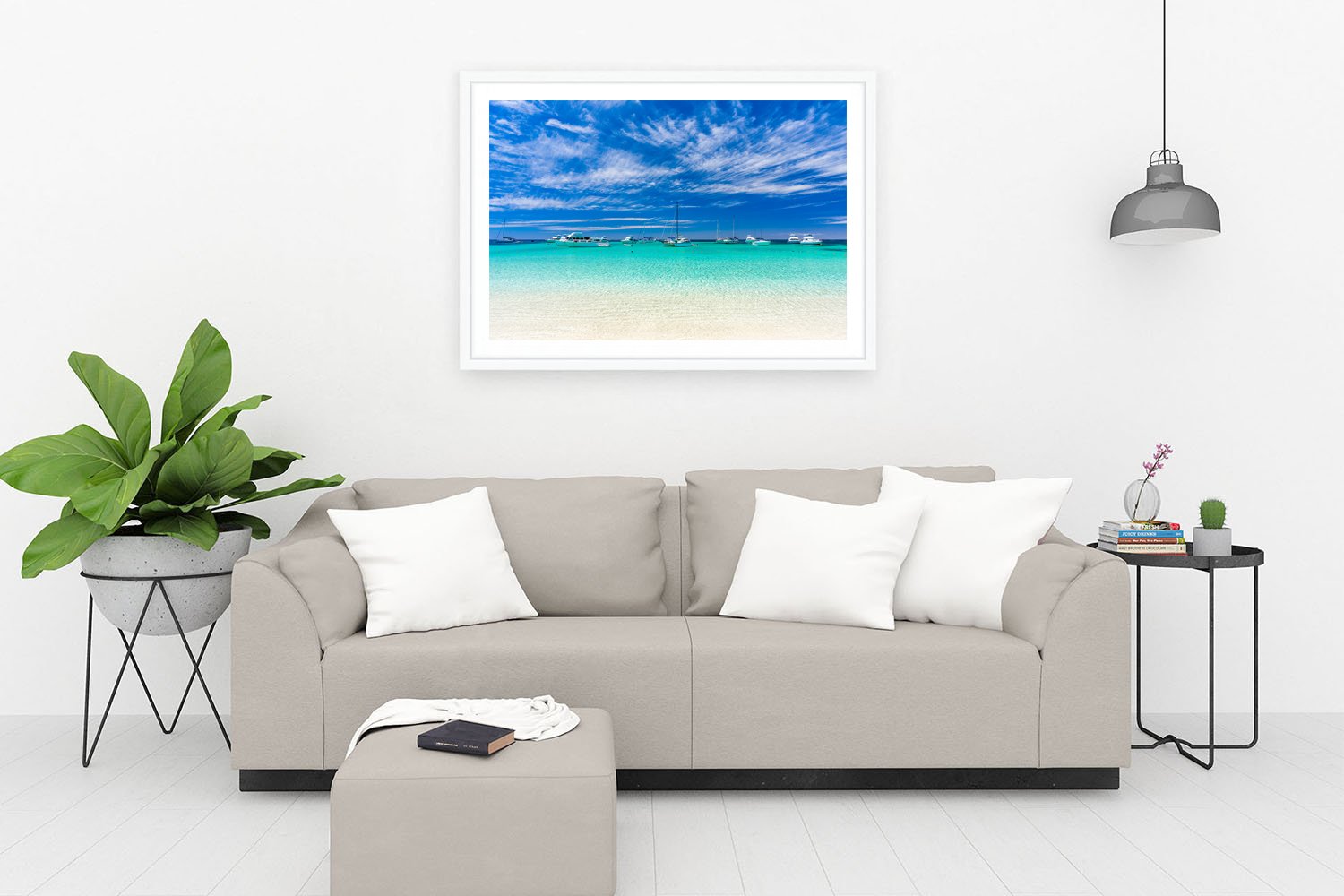 LONGREACH BAY - POSTCARD PERFECT - FRAMED PRINT WHITE.jpg