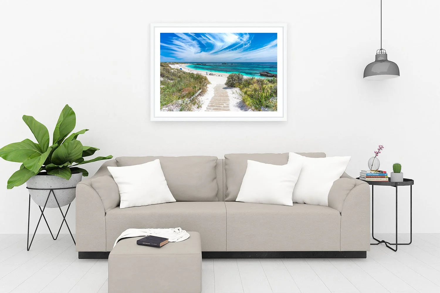 PINKY BEACH - WELCOME MAT - FRAMED PRINT WHITE.jpg