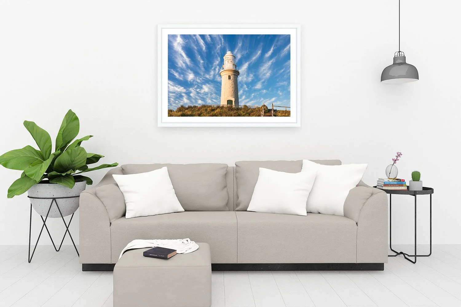 BATHURST LIGHTHOUSE - CIRRUS STREAKS - FRAMED PRINT WHITE.jpg