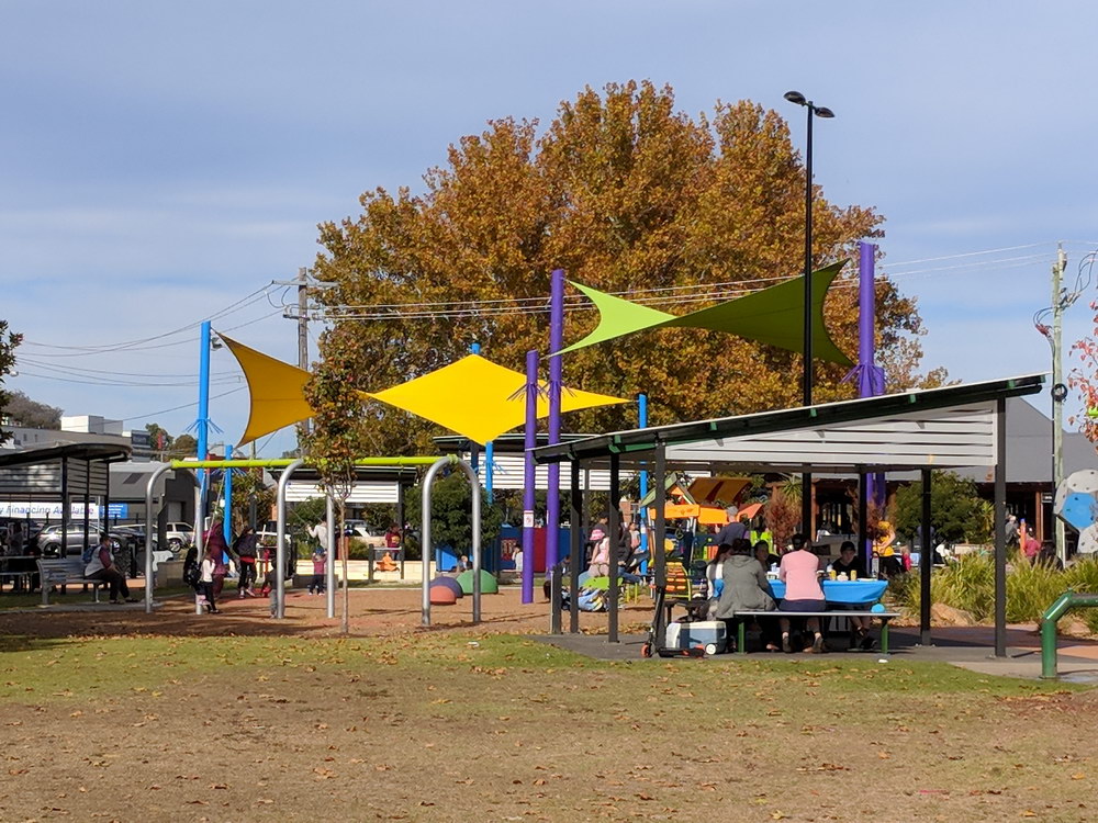Shade and picnic tables
