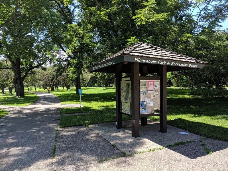 Interpretation signage with maps along the Grand Rounds Parkway
