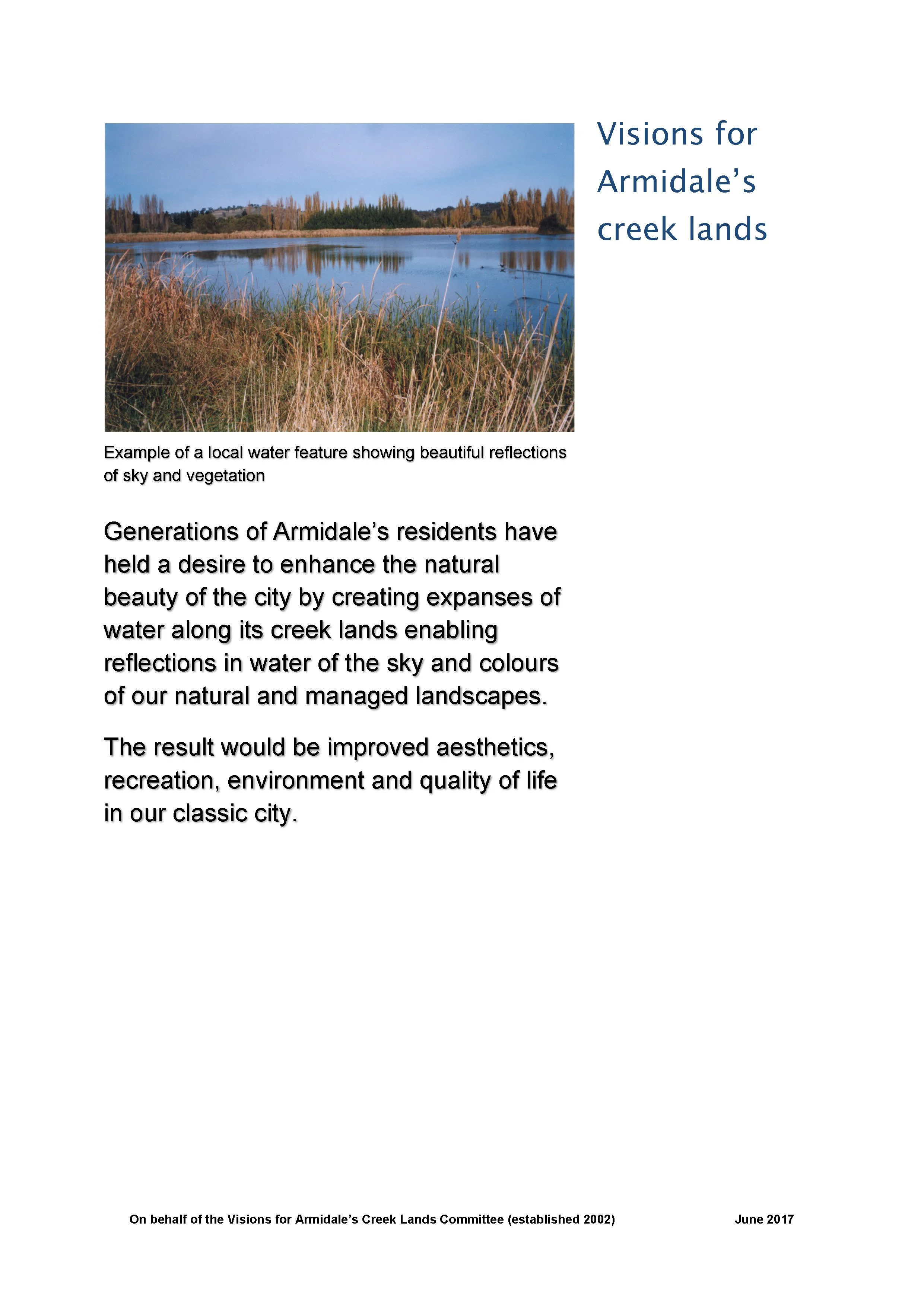 Visions for Armidale Creeklands Inc - 1st statement