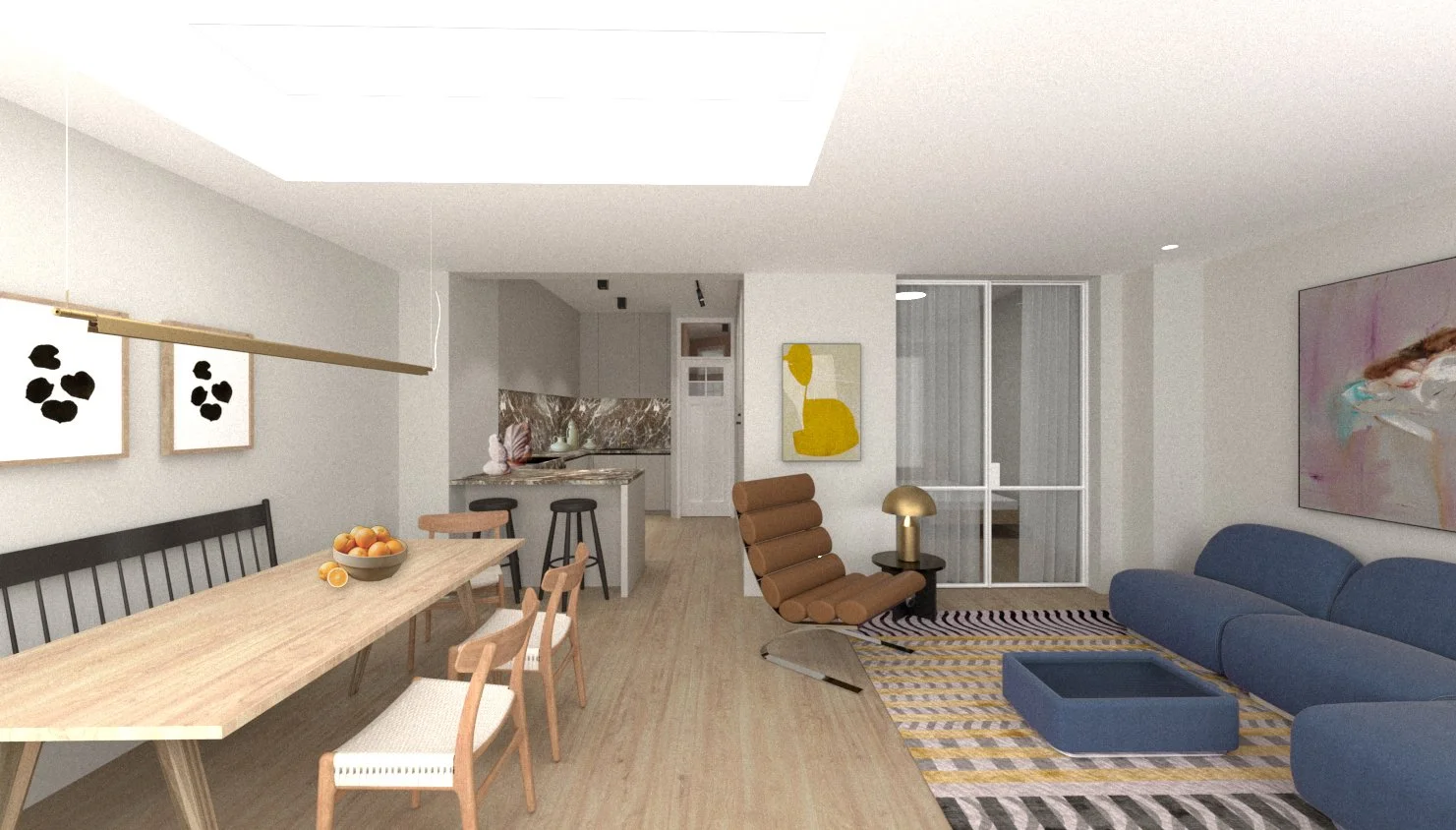  Open plan living and kitchen area 