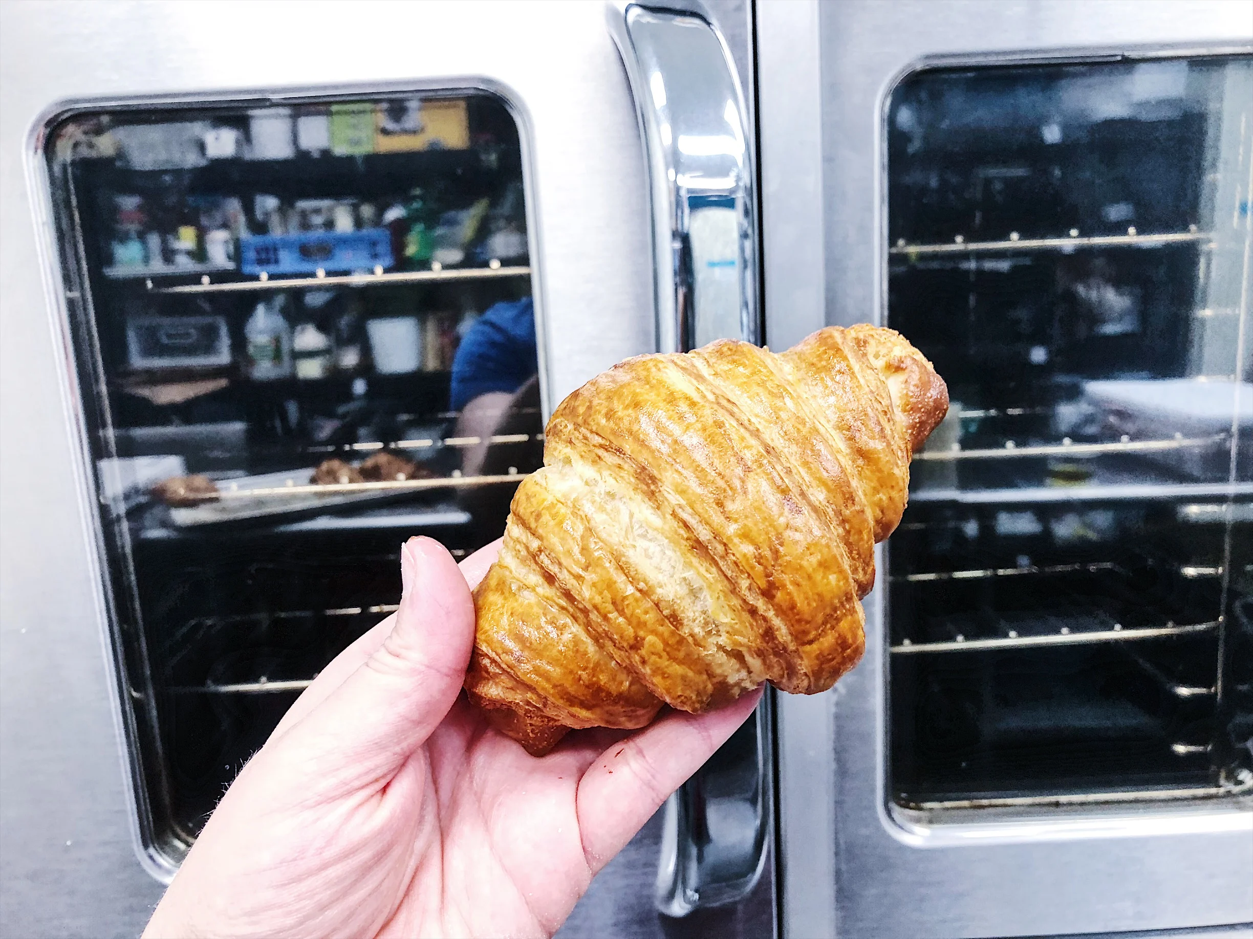 Classic croissant straight out of the oven.