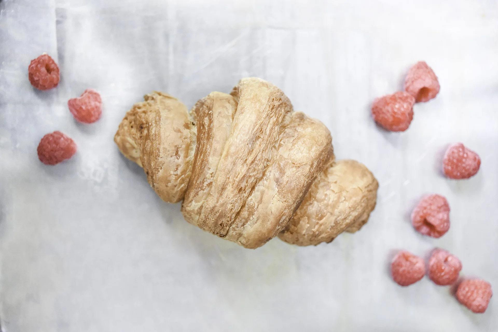 Here is one of my croissants with some raspberries.