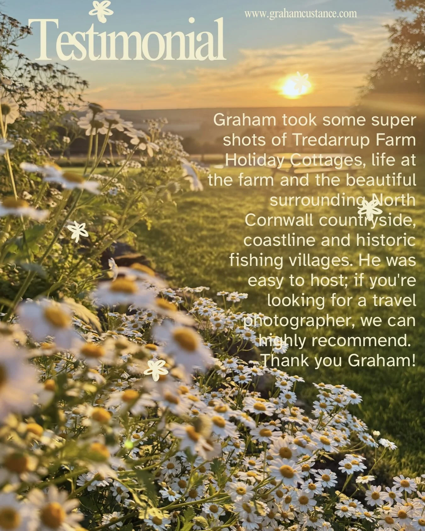A lovely testimonial from Nicky &amp; Mark at @tredarrupholidaycottages - Thank you! 

If you are interested in a similar collaboration&hellip;
Bringing my photography into your leisure business can completely revitalize how potential customers perce