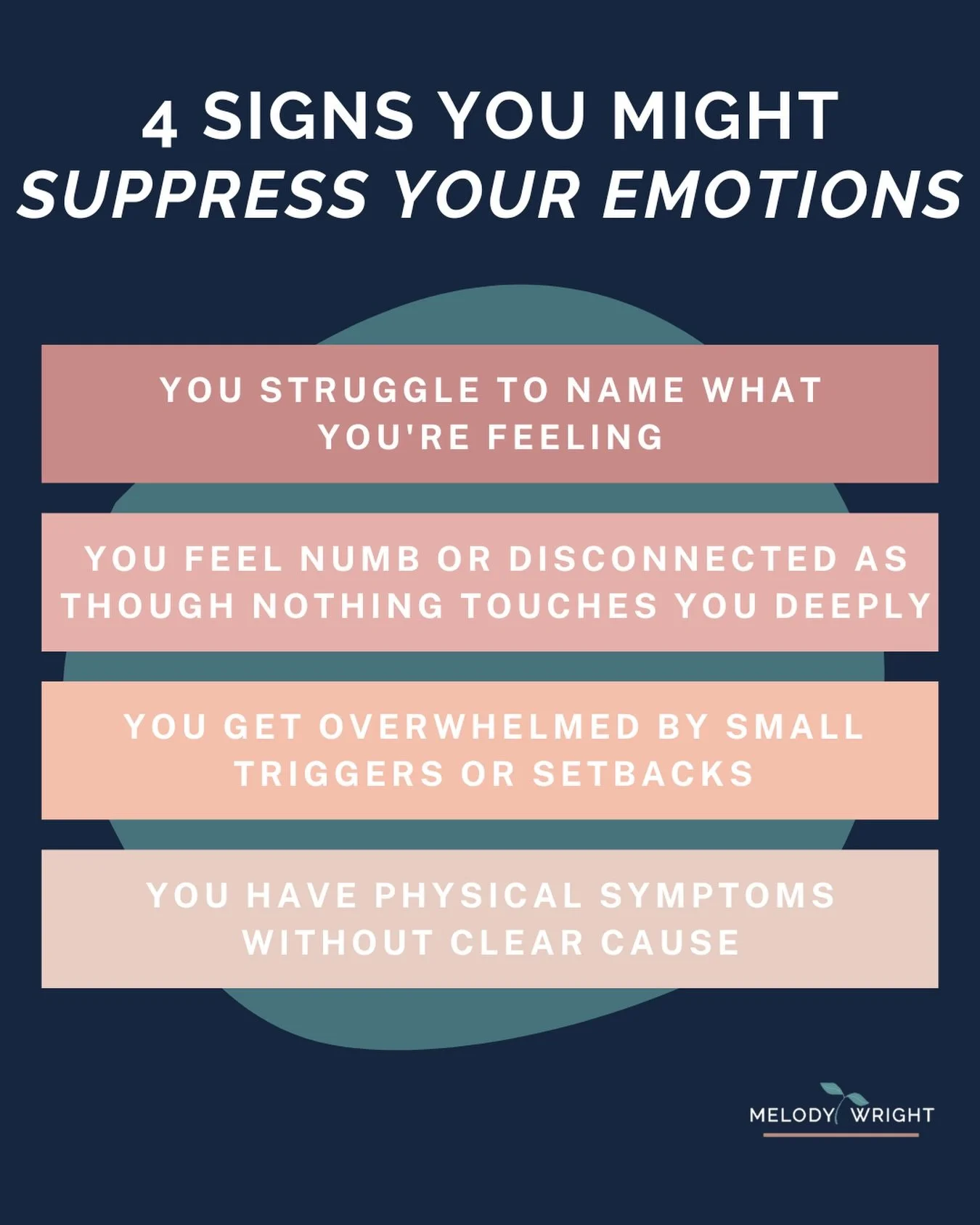 Emotional suppression can show up in subtle ways, like struggling to name what you&rsquo;re feeling, feeling numb or disconnected, or even experiencing physical symptoms with no clear cause.

While it might feel like you&rsquo;re protecting yourself,