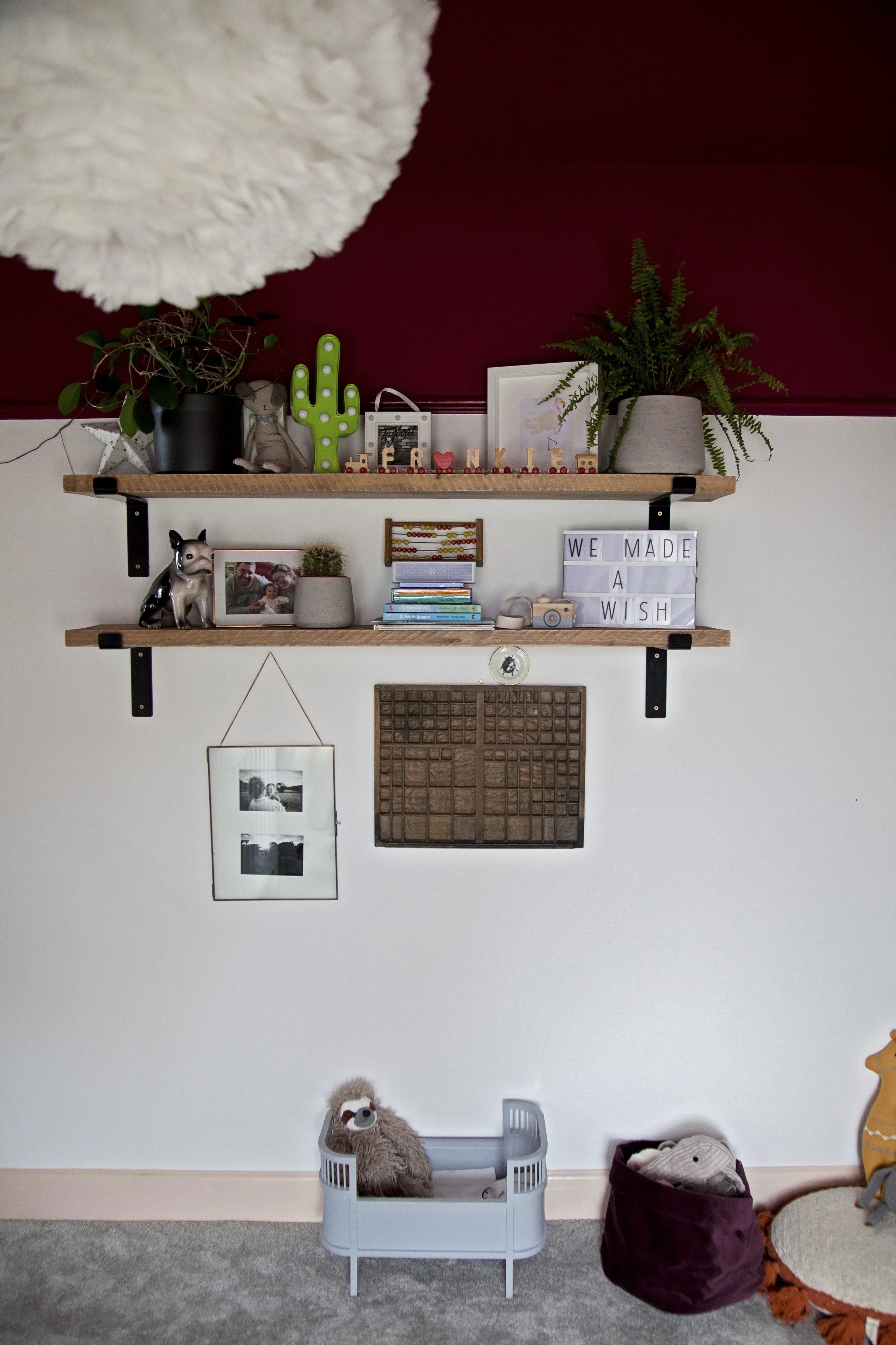 I love these shelves in Frankie's room...... Proof that a 2 year olds room can be just as cool as the rest of the house!