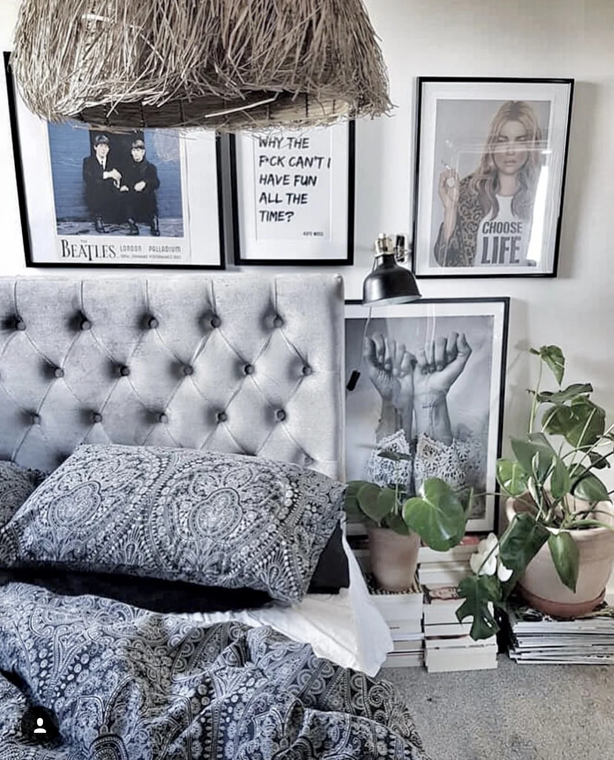 Pendant light www.violetandthistle.com ........ Kate Moss Print @kelldon