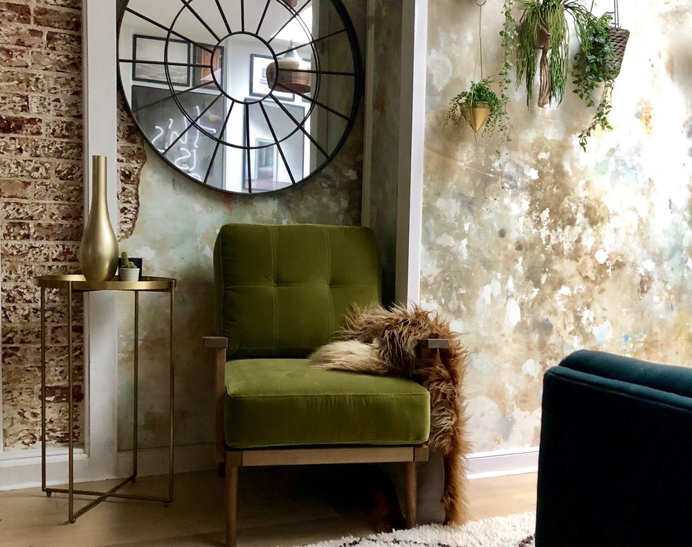 Green Velvet Chair Loving..... The perfect fit for my open plan area —  HORNSBY STYLE