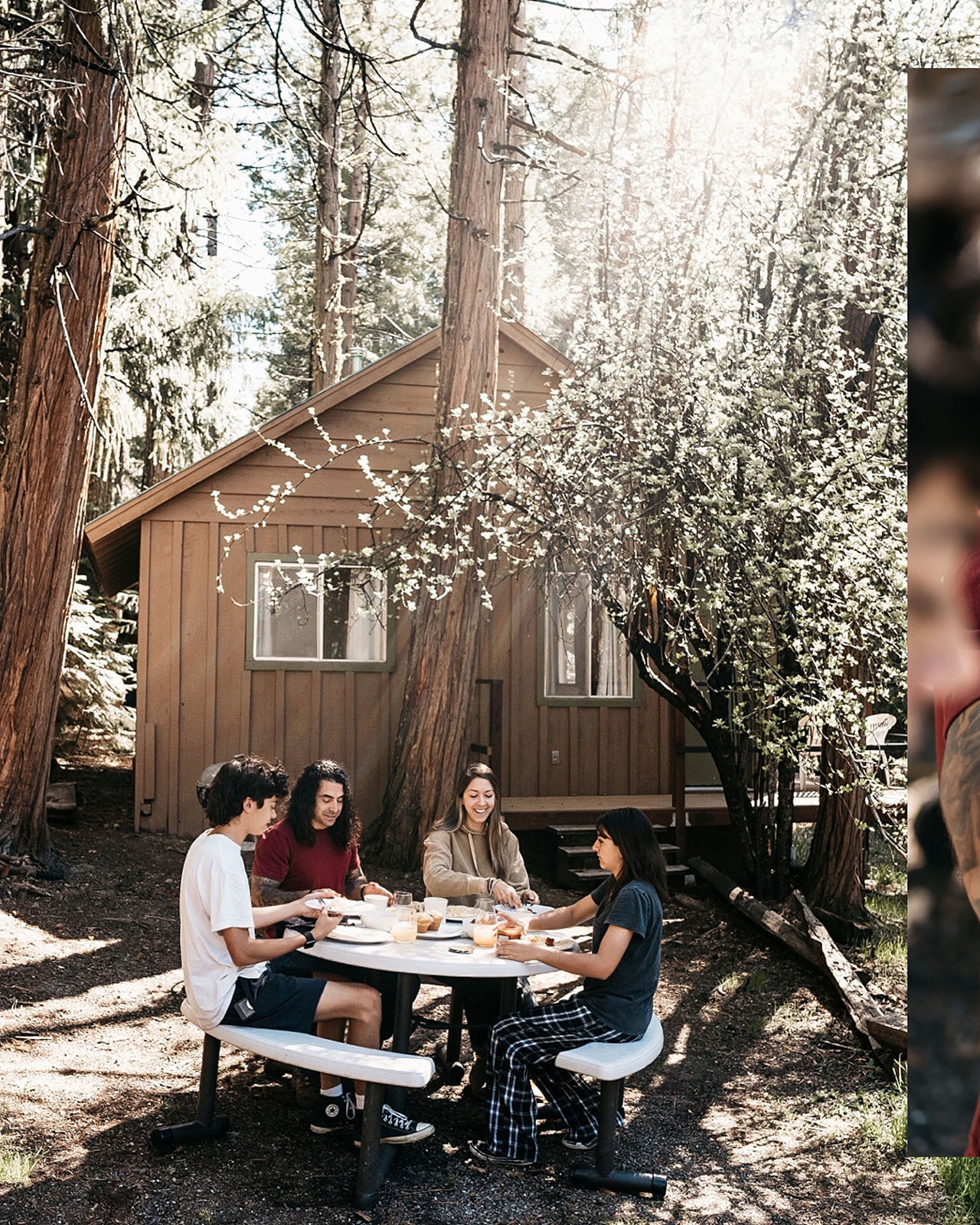 Why does everything taste better outside?

All of our cabins have seating for everyone both inside and out and fully stocked kitchens, including:

🧊 Full-size refrigerator
🔥 Gas stove and oven
🫖 Kettle
🍞 Toaster
☕ 12-cup coffee maker with reusabl