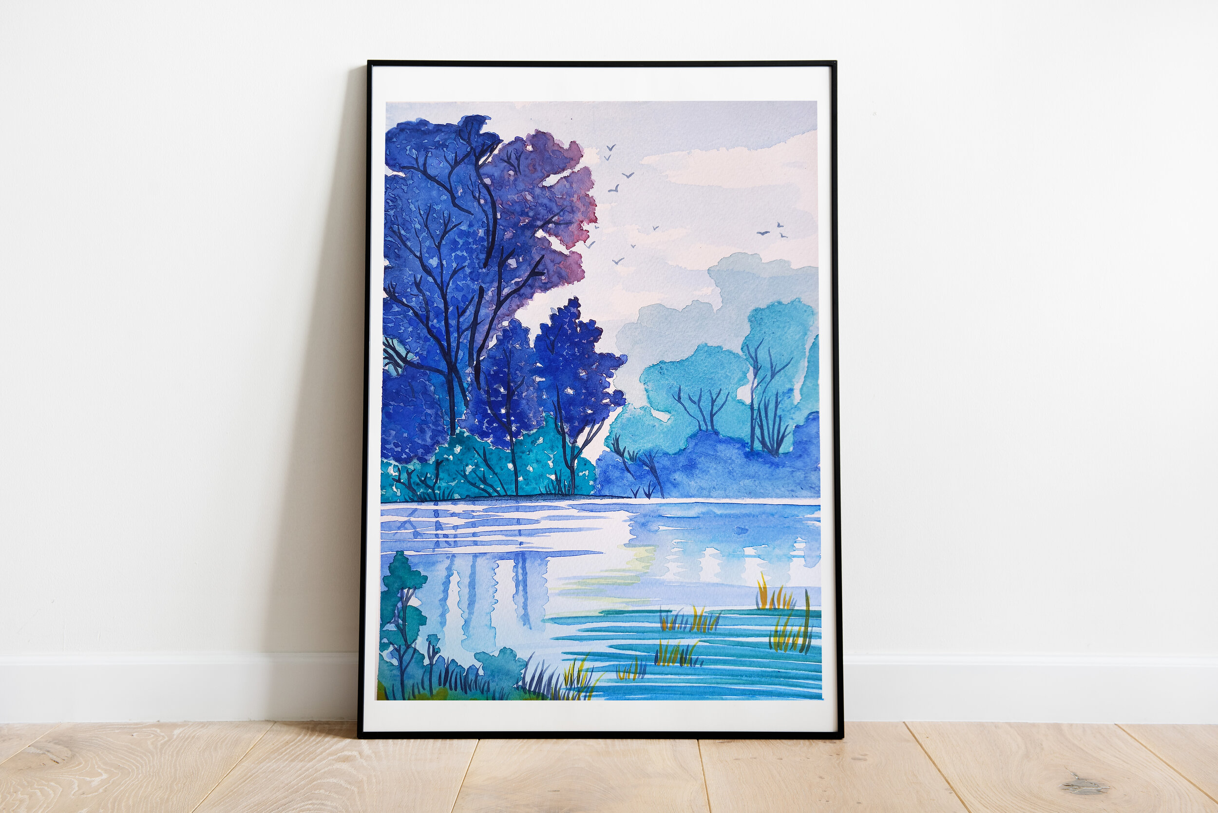 Laku turkesa/Turquoise lake - Watercolor painting