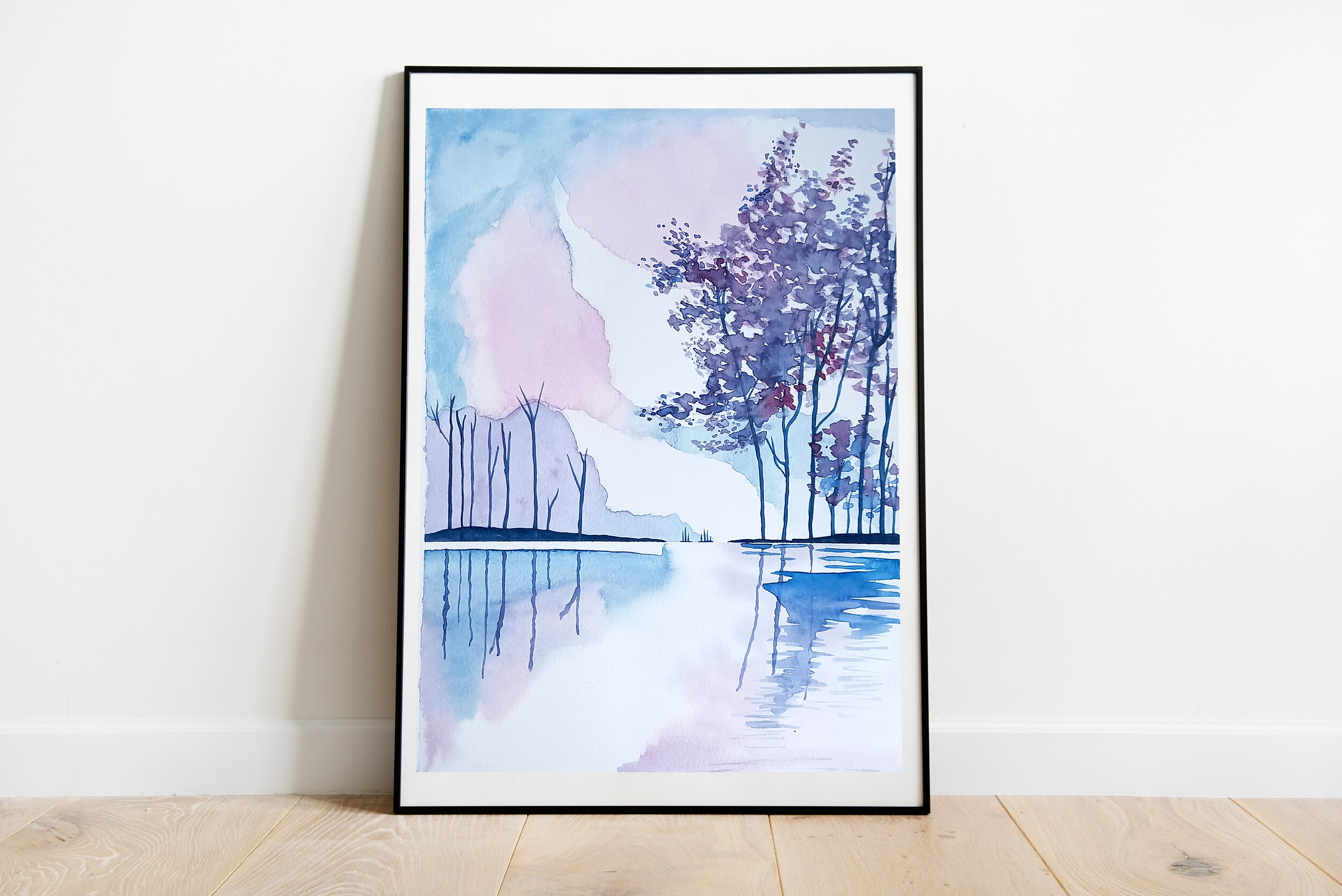 Laku morea/Purple lake - Watercolor painting