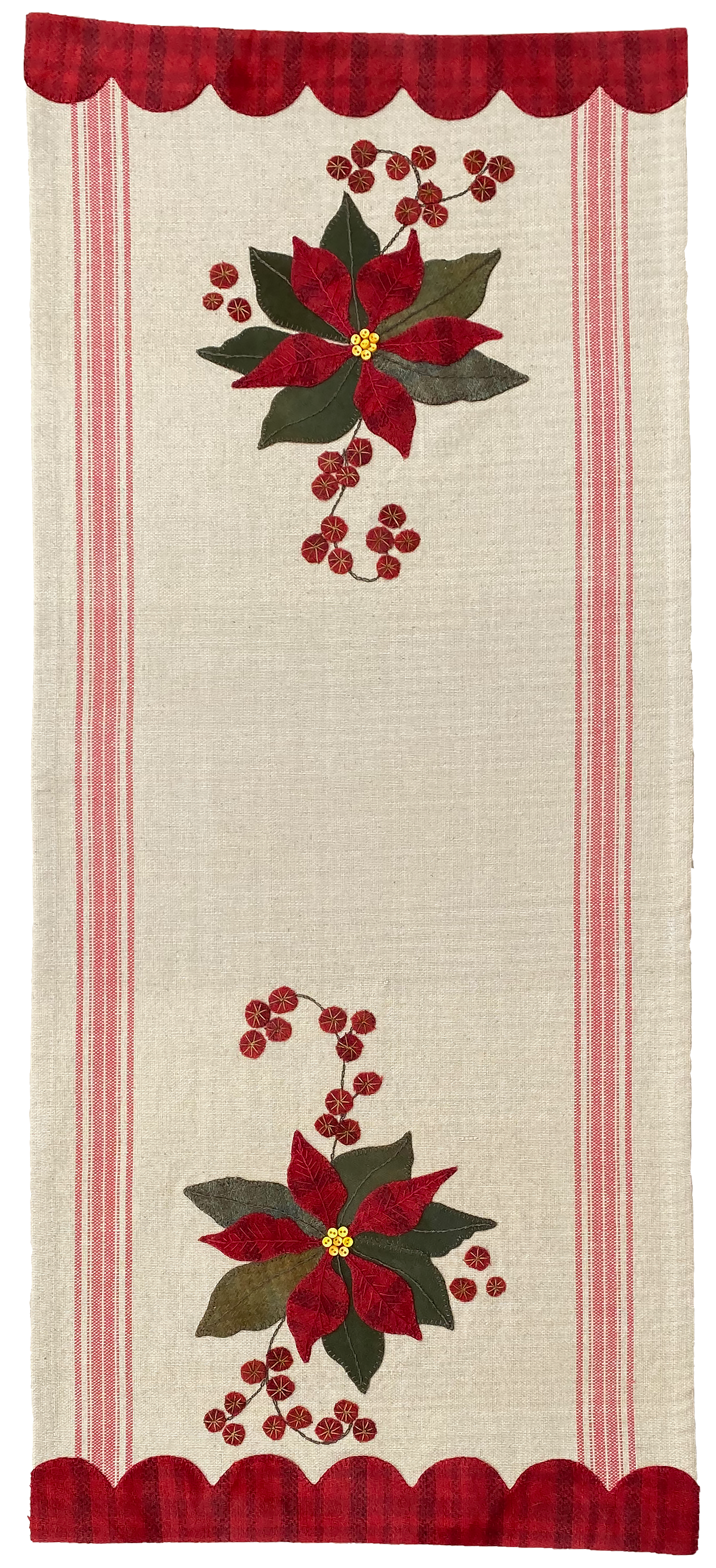 Poinsettia & Berries Table Runner Pattern PDF Download