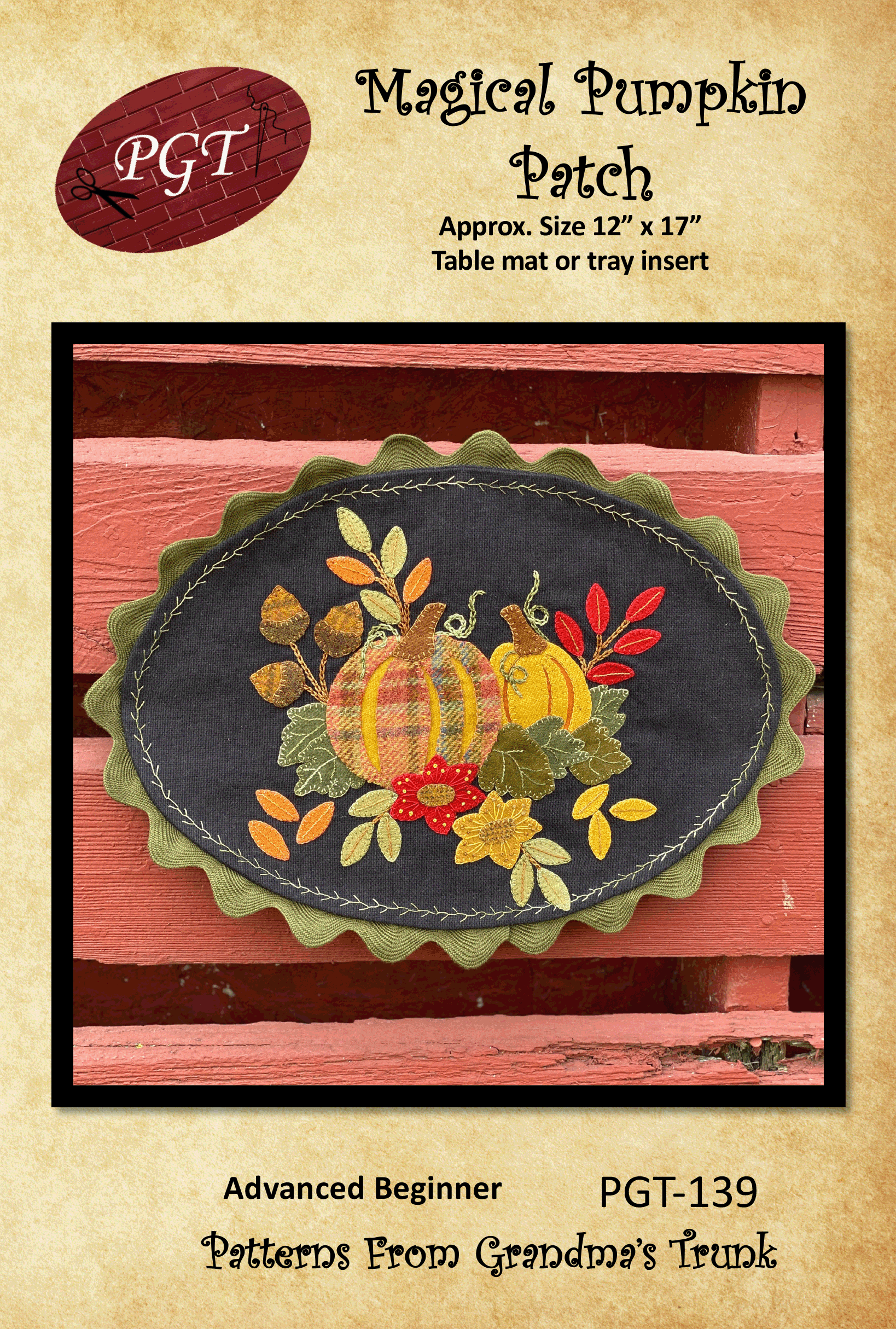 Magical Pumpkin Patch Table Mat or Tray Insert Kit with Pattern