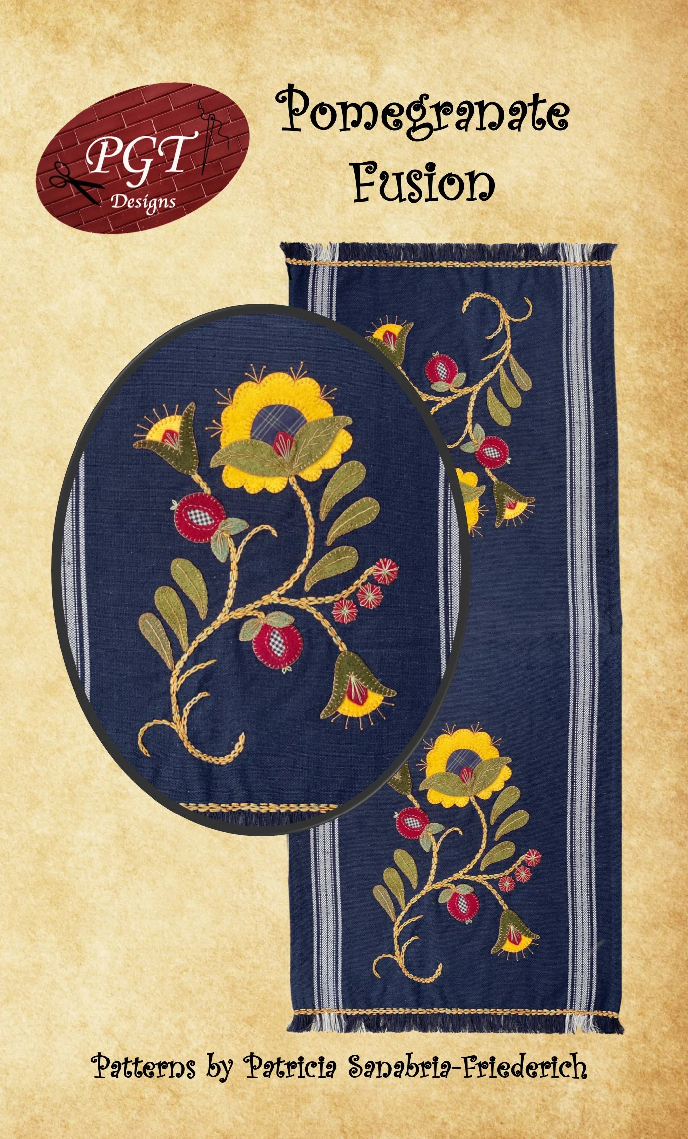 Pomegranate Fusion Table Runner Kit with Pattern