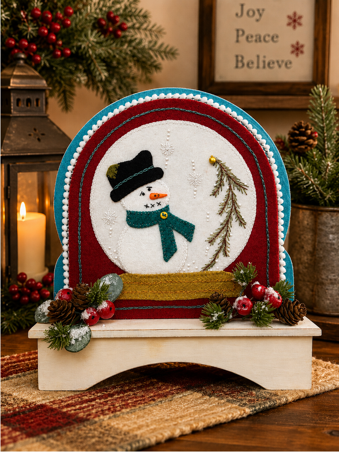 Rustic Snow Globe Wool Appliqué ePattern