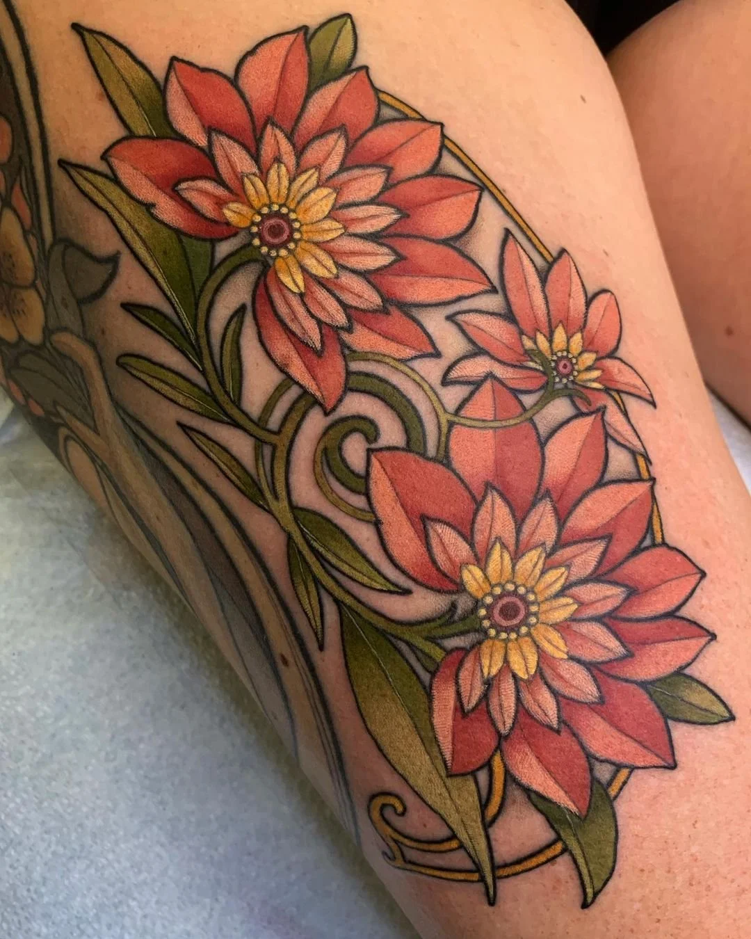 Art Nouveau Flower Tattoo Art Nouveau Tattoo Stock Illustrations