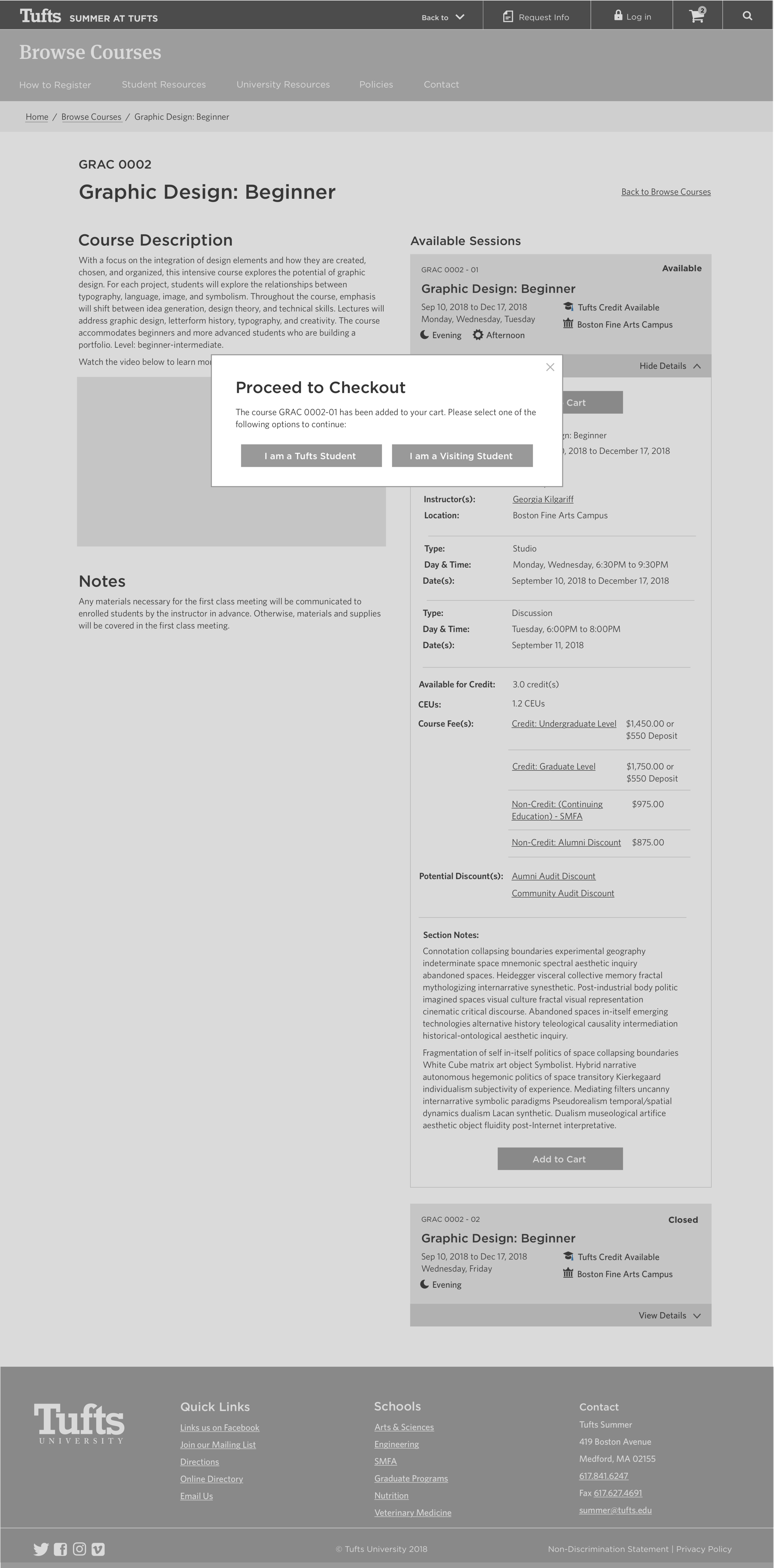 Course Detail Page Triage Modal