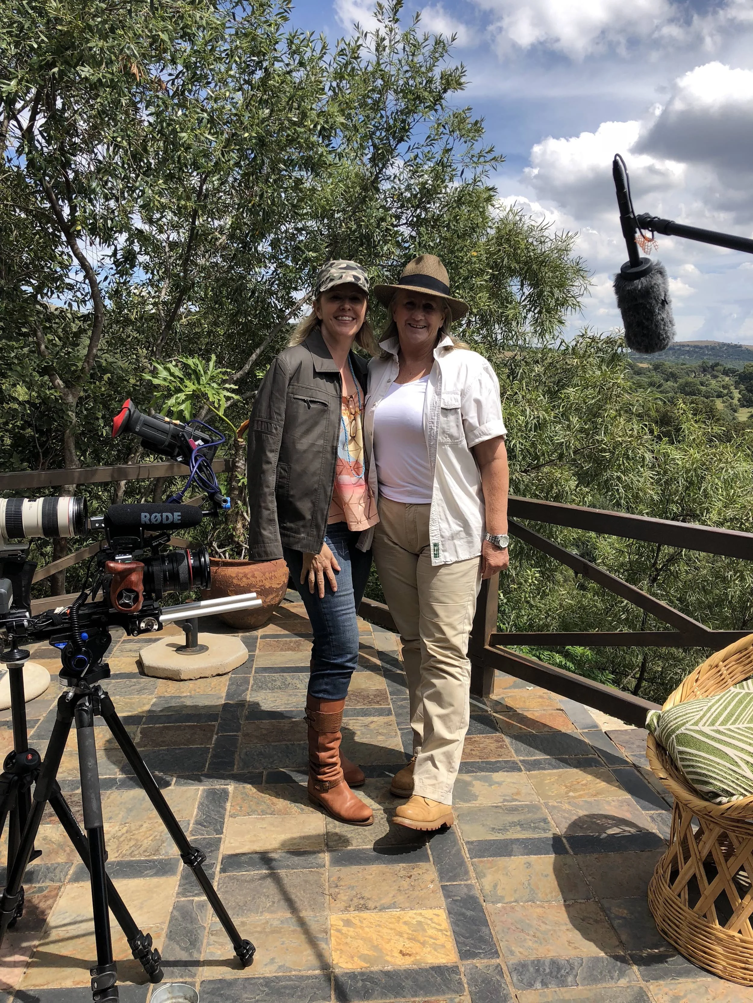 Director and Producer, Kerry David with Vicki Brooker at her farm where she houses abused, forgotten and needy wild animals! From elephants to lions, hyenas and ostriches, no animal turned away!