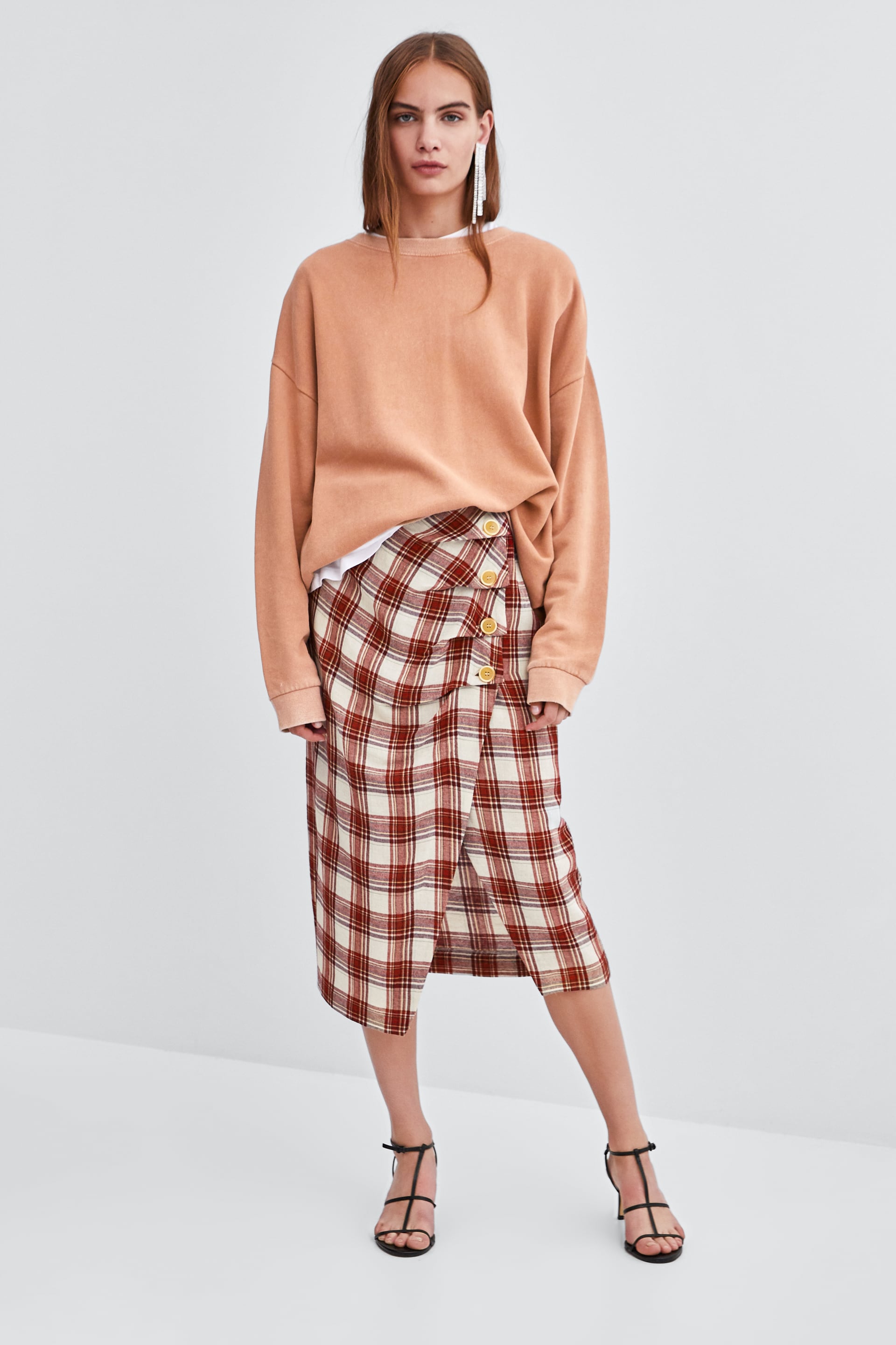    Zara Plaid Midi Skirt     – $39.90 